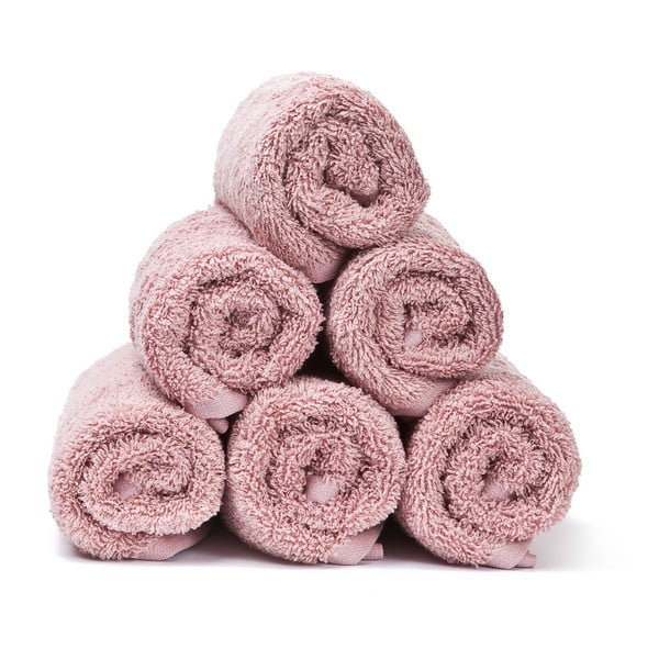 Komplet 6 różowych ręczników Casa Di Bassi Guest, 30x50 cm