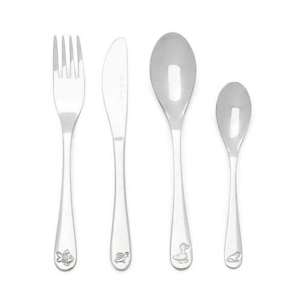 Sztućce dla dzieci ze stali nierdzewnej w kolorze srebra 4 szt. Water life – Zilverstad-image-2