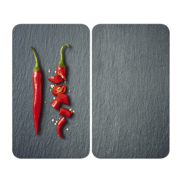 Zestaw 2 szklanych płyt ochronnych na kuchenkę Wenko Cayenne, 52x30 cm
