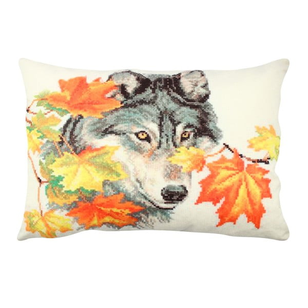 Dwustronna poduszka Autumn Wolf, 33x48 cm