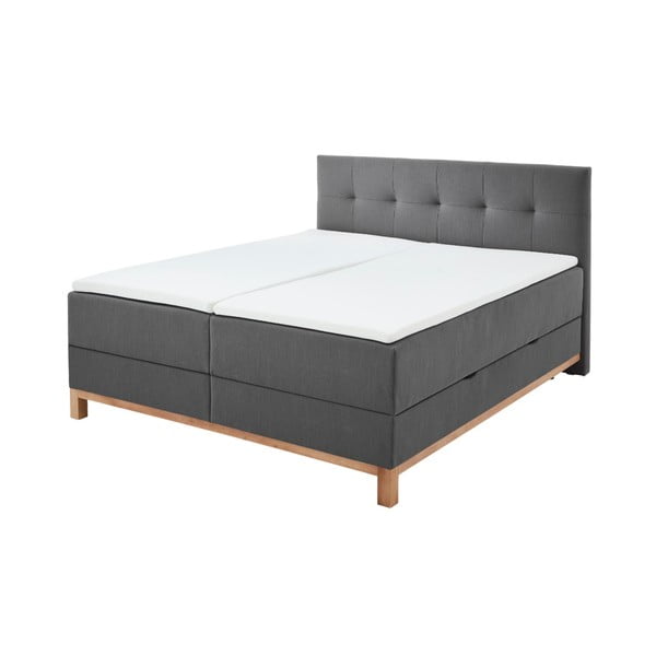 Ciemnoszare łóżko boxspring ze schowkiem 180x200 cm Catania − Meise Möbel