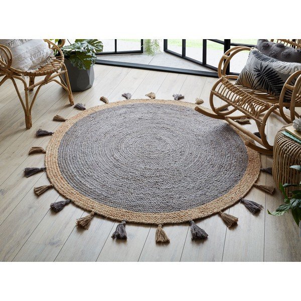 Szary dywan z juty Flair Rugs Istanbul, ⌀ 150 cm-image-1