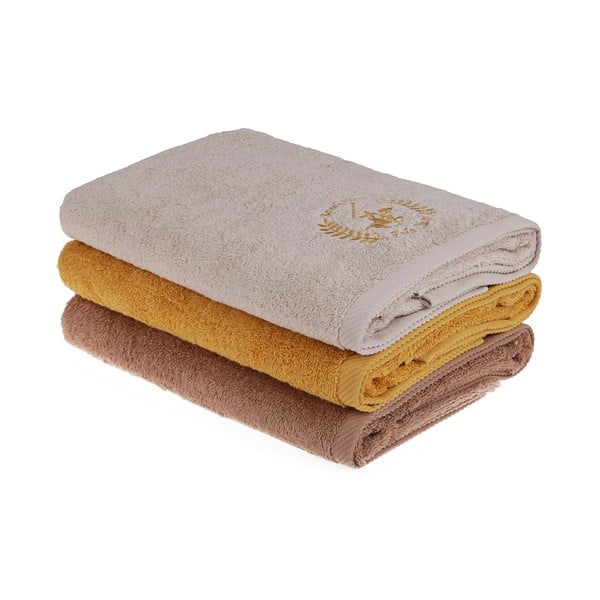 Zestaw 3 brązowych ręczników, 140x70 cm