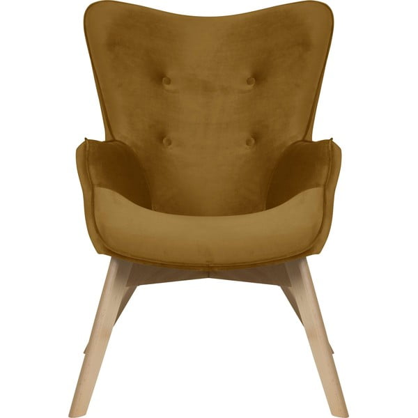 Musztardowy aksamitny fotel Niko – Ropez-image-2