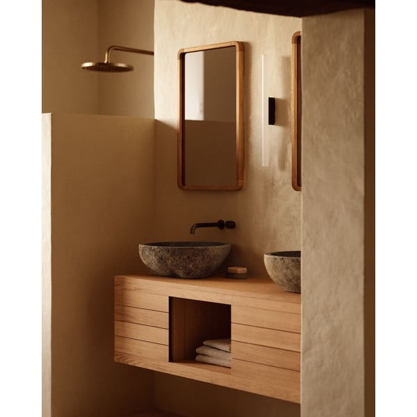 Niska wisząca szafka pod umywalkę z litego drewna tekowego 120x40 cm Yenit – Kave Home-image-3