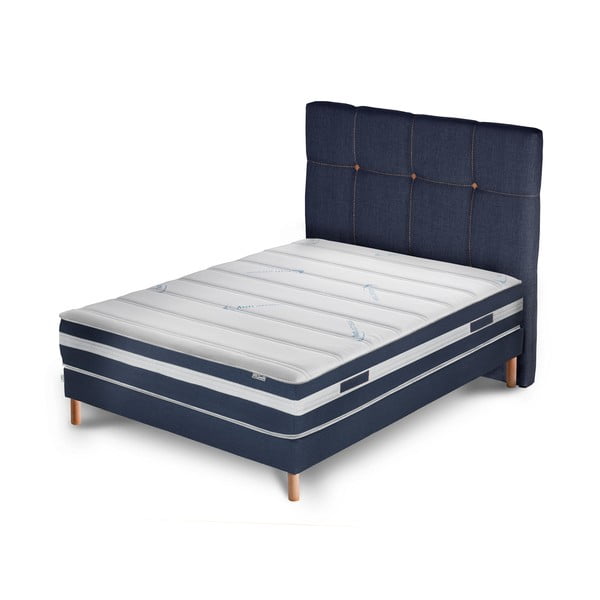 Granatowe łóżko z materacem Stella Cadente Venus, 160x200 cm