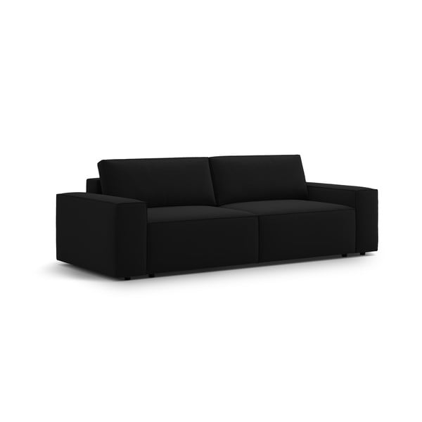 Czarna aksamitna rozkładana/ze schowkiem sofa 247 cm Jodie – Micadoni -image-2