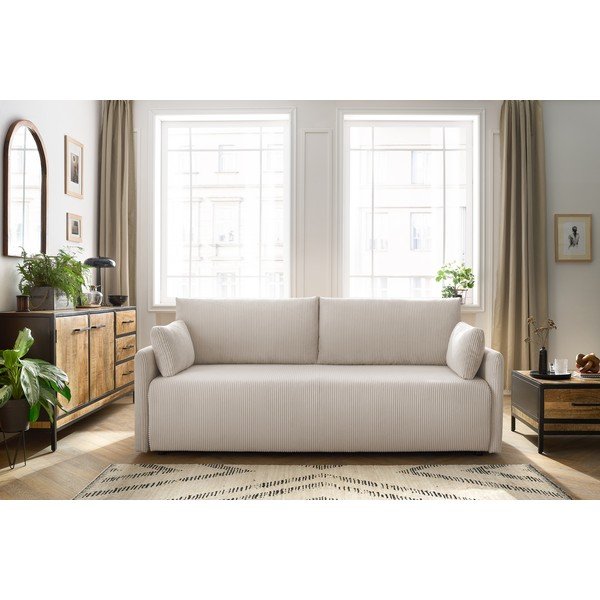 Beżowa sztruksowa rozkładana sofa 211 cm Marcel – Bobochic Paris-image-1