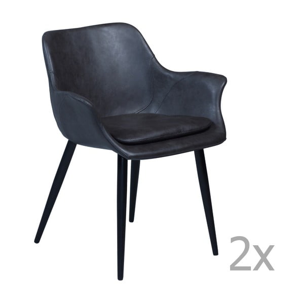 Zestaw 2 szarych krzeseł z podłokietnikami DAN– FORM Combino