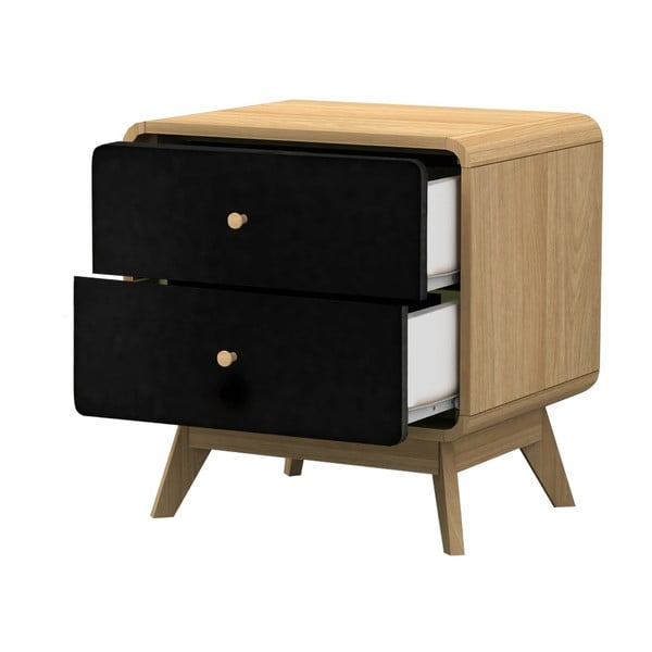 Czarna szafka nocna w dekorze dębu Cassie – Støraa-image-2