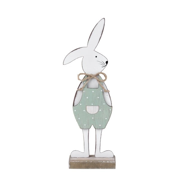 Biała dekoracja z motywem królika w zielonych spodniach Ego Dekor 25,5x9x4 cm