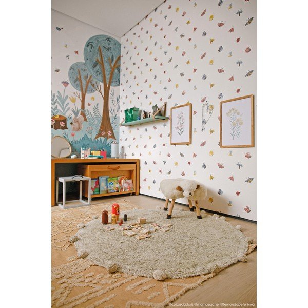 Jasnozielony bawełniany dywan dziecięcy tkany ręcznie odpowiedni do prania ø120 cm Bubbly Olive – Lorena Canals-image-3