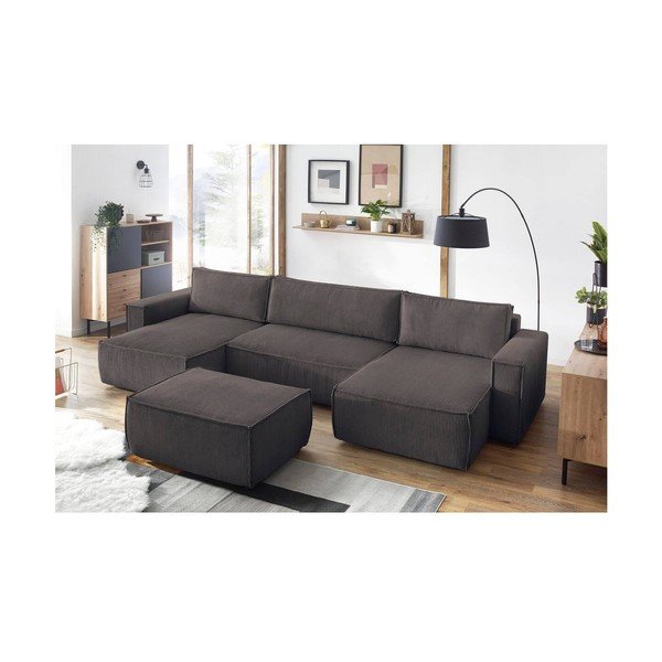 Szarobrązowy sztruksowy podnóżek Nihad – Bobochic Paris-image-1