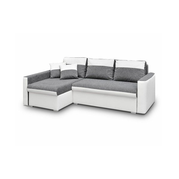 Biało-szara rozkładana sofa Mars Flavio, lewostronna