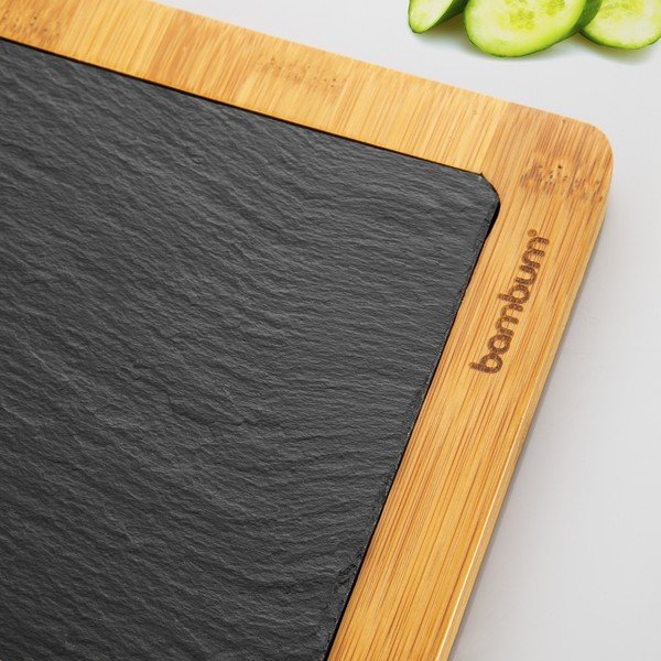 Deska do serwowania z kamienia i bambusu Bambum Lena, 43x23 cm-image-3