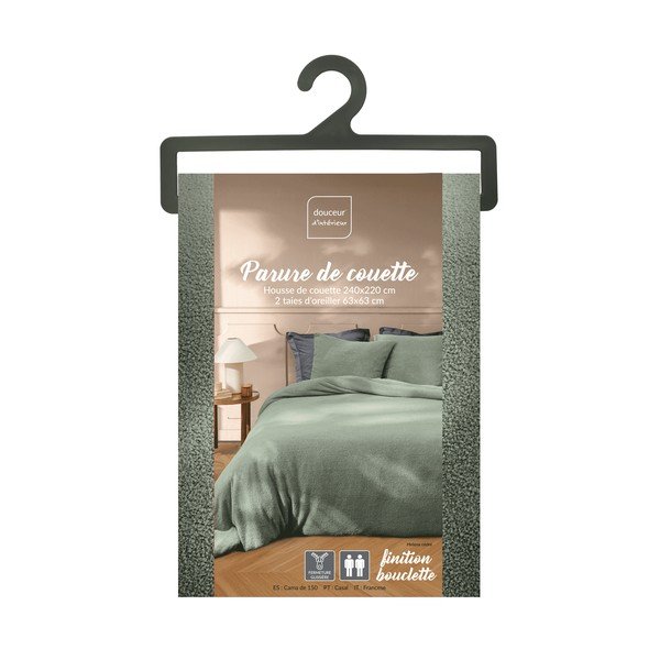 Zielona pościel dwuosobowa z mikropluszu 240x220 cm Helena – douceur d'intérieur-image-4