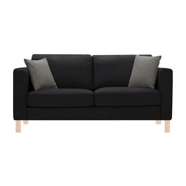 Czarna sofa z 2 antracytowymi poduszkami Stella Cadente Canoa