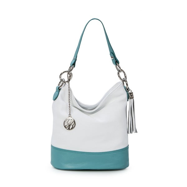 Skórzana torebka Luigi, biało-niebieska