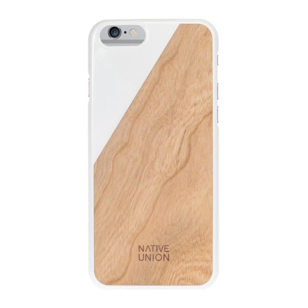 Białe etui na telefon z drewnianym detalem iPhone 6 i 6S Native Union Clic Wooden Light