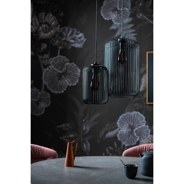 Czarna lampa wisząca z metalowym kloszem ø 25 cm Cage – Fischer & Honsel-image-1