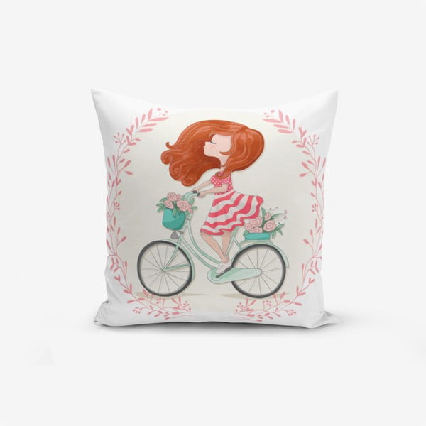 Poszewka na poduszkę z domieszką bawełny Minimalist Cushion Covers Bike Girl, 45x45 cm