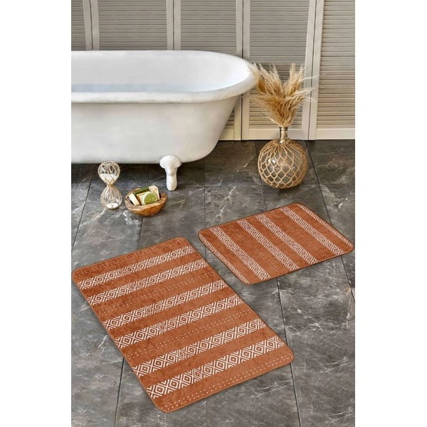 Brązowe aksamitne dywaniki łazienkowe zestaw 2 szt. 60x100 cm – Mila Home-image-4