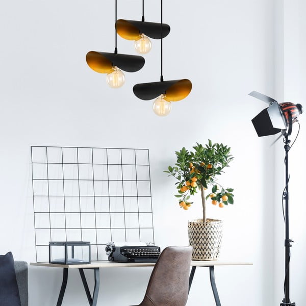 Lampa wisząca w czarno-złotym kolorze z metalowym kloszem ø 45 cm Sivani – Opviq lights-image-1