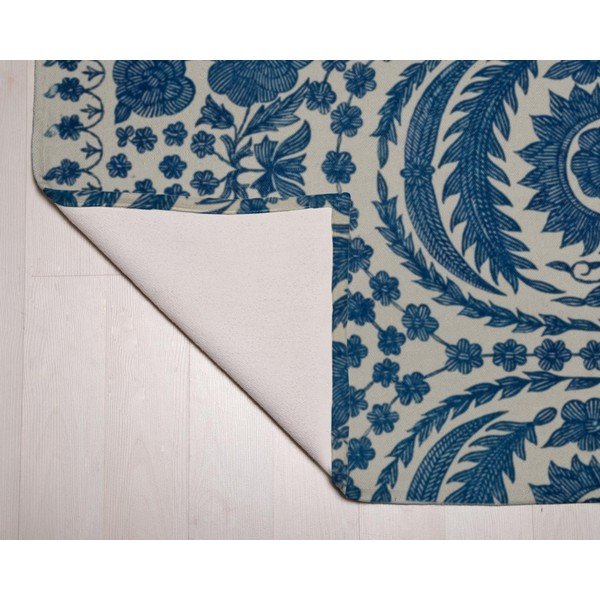 Niebieski chodnik z domieszką bawełny Velvet Atelier Blue Flowers, 55 x 135 cm-image-2