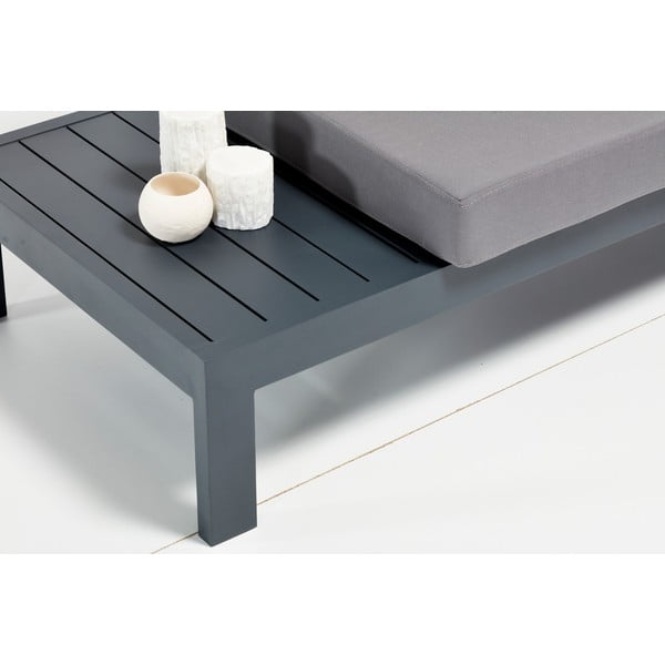 Czarno-szary aluminiowy zestaw mebli ogrodowych dla 3 osób Verona – Floriane Garden-image-2