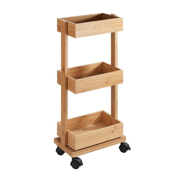 Bambudowy 3-piętrowy regał na kółkach Wenko Tortona-image-2