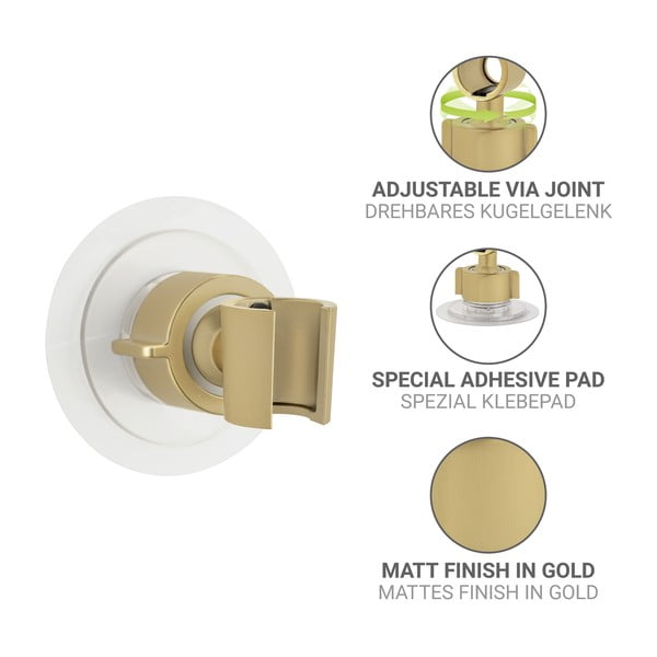 Plastikowy uchwyt na słuchawkę prysznicową w kolorze złota bez wiercenia Libertà – Wenko-image-4