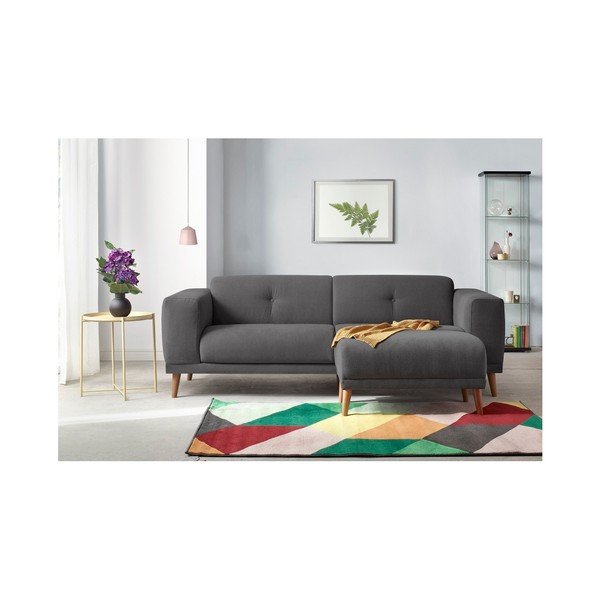 (II. jakość) Ciemnoszara sofa z podnóżkiem Bobochic Paris Luna-image-4