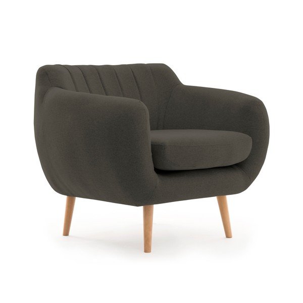 Ciemnoszary fotel z naturalnymi nóżkami Vivonita Kennet