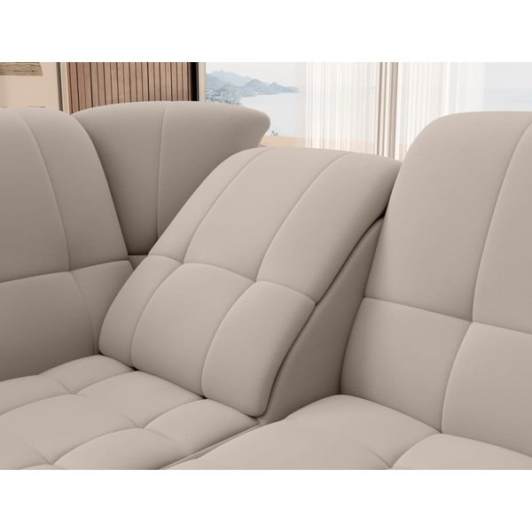 Beżowy aksamitny rozkładany/ze schowkiem narożnik (lewostronny/w kształcie litery L) Sado – ELTAP-image-1