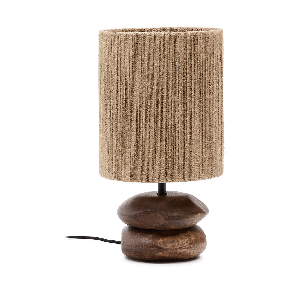Lampa stołowa z litego drewna akacjowego w ciemnym naturalnym kolorze (wysokość 43 cm) Kor – Kave Home