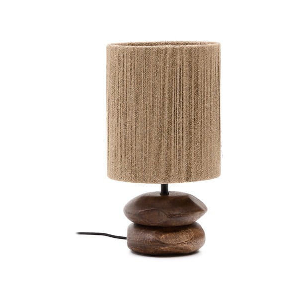 Lampa stołowa z litego drewna akacjowego w ciemnym naturalnym kolorze (wysokość 43 cm) Kor – Kave Home