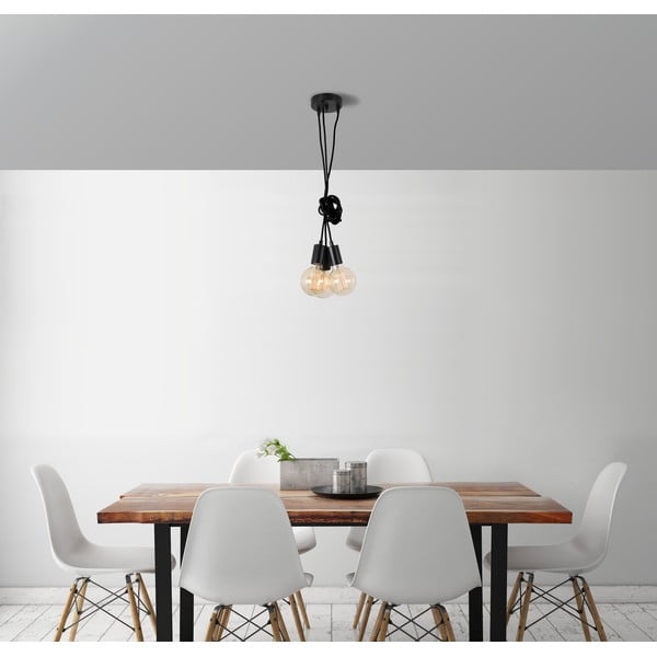 Czarna lampa wisząca z 3 żarówkami Filament Style Spider-image-1