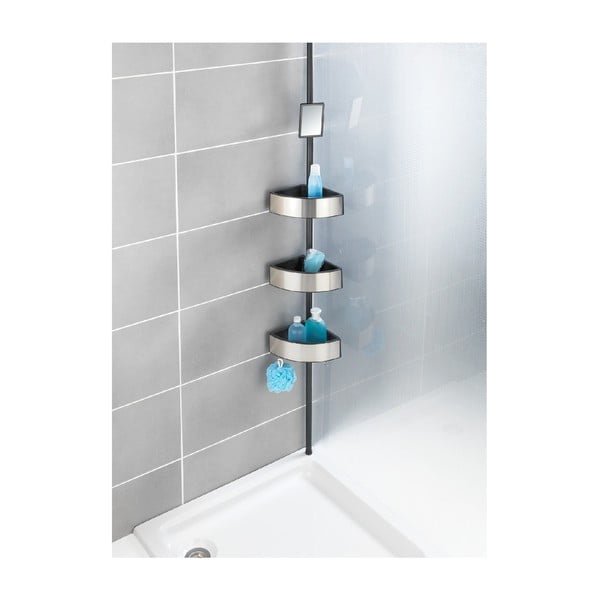 Teleskopowa narożna półka prysznicowa Wenko Prea Silver/Black, 27x20 cm-image-4