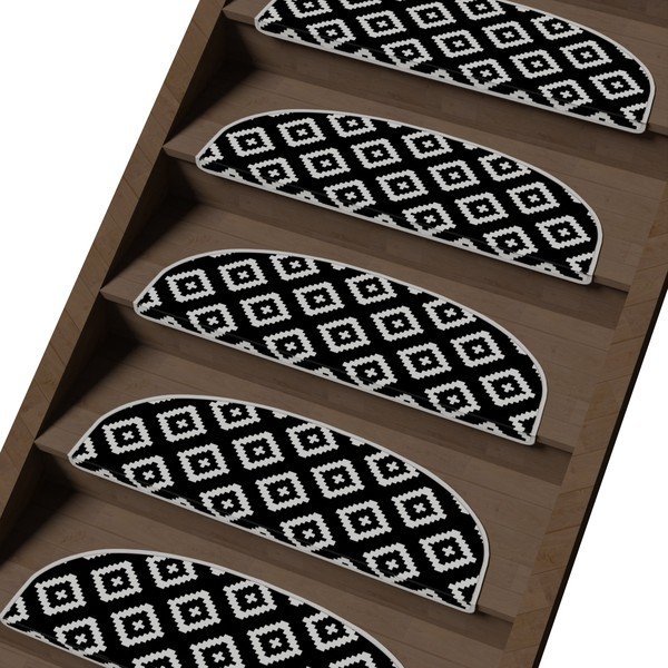 Czarno-białe dywaniki na schody zestaw 16 szt. 20x65 cm Art – Vitaus-image-1