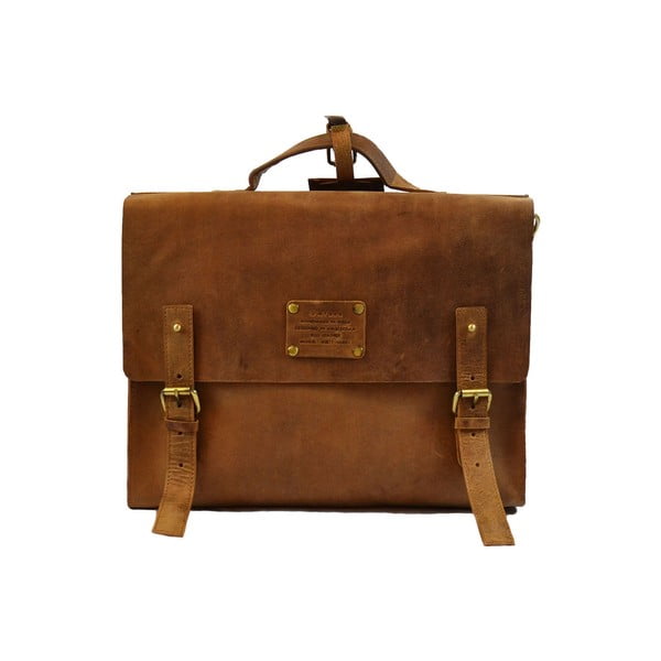 Brązowa skórzana aktówka vintage O My Bag Dirty Harry, 37x28 cm