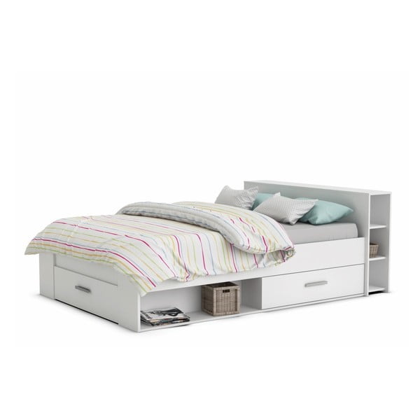 Białe łóżko dwuosobowe Pocket, 140 x 200 cm