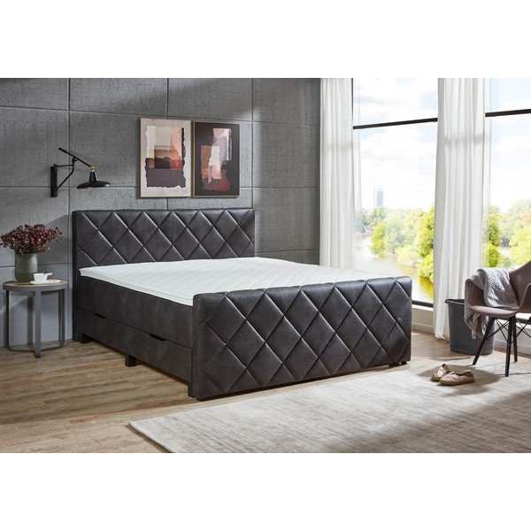 Czarne łóżko boxspring ze schowkiem 180x200 cm Chester – Rojaplast-image-3