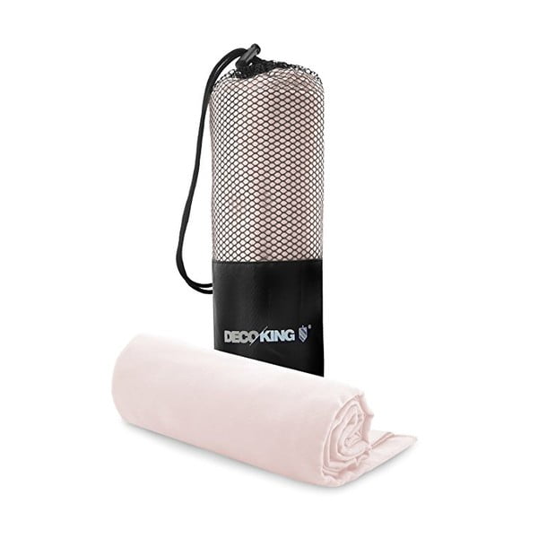 Komplet 2 różowych ręczników szybkoschnących DecoKing EKEA, 70x140 cm + 30x50 cm