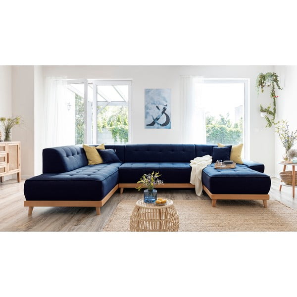 Granatowa rozkładana sofa w kształcie litery "U" Miuform Dazzling Daisy, lewostronna-image-3