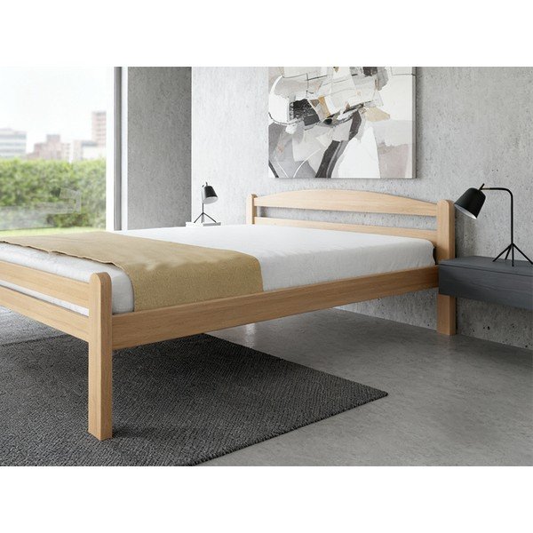 Łóżko dwuosobowe z litego drewna bukowego ze stelażem 180x200 cm w naturalnym kolorze Bellariva – B.E.S.-image-1