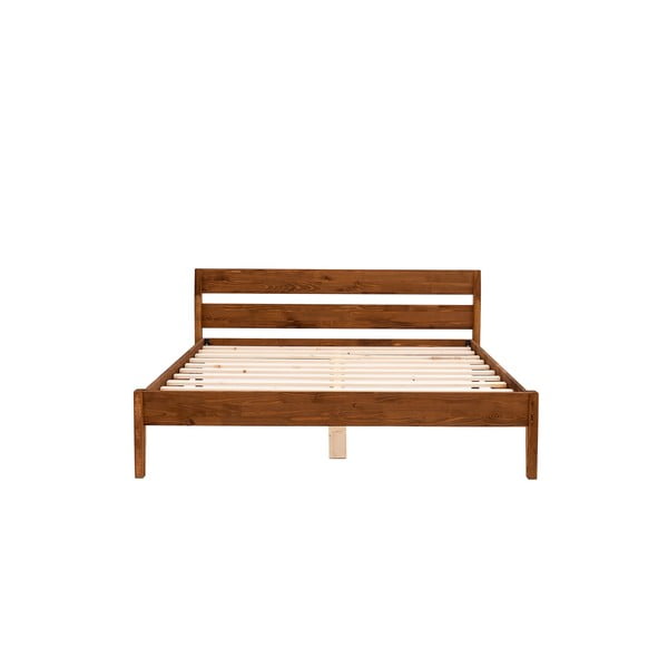 Ciemnobrązowe łóżko dwuosobowe z litego drewna świerkowego ze stelażem 180x200 cm Venus – Kalune Design-image-4