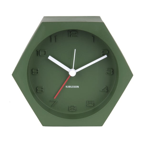 Zielony zegar stołowy Karlsson Hexagon, szer. 11,5 cm