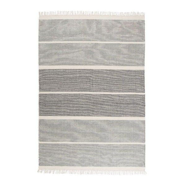 Szaro-niebieski dywan wełniany ręcznie tkany Linie Design Reita, 140x200 cm