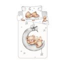 Biała bawełniana pościel dziecięca do łóżeczka 100x135 cm Teddy Bear "Ribbon" – Jerry Fabrics