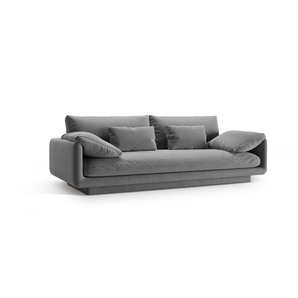 Jasnoszara aksamitna sofa 220 cm Torino – Micadoni -image-2